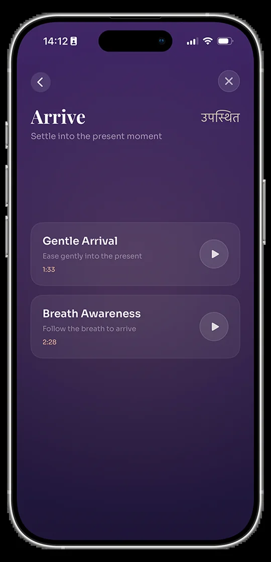 Meditation: arriving