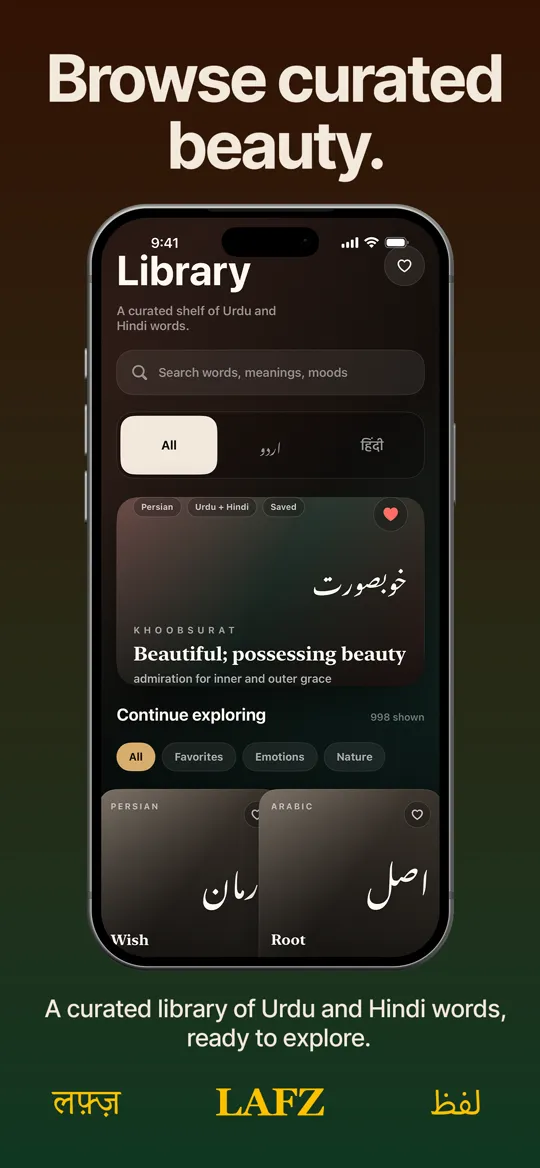 The library of Urdu and Hindi words