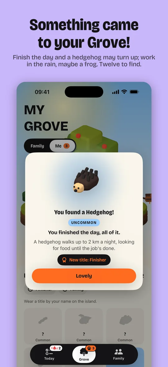 A hedgehog found in the Grove